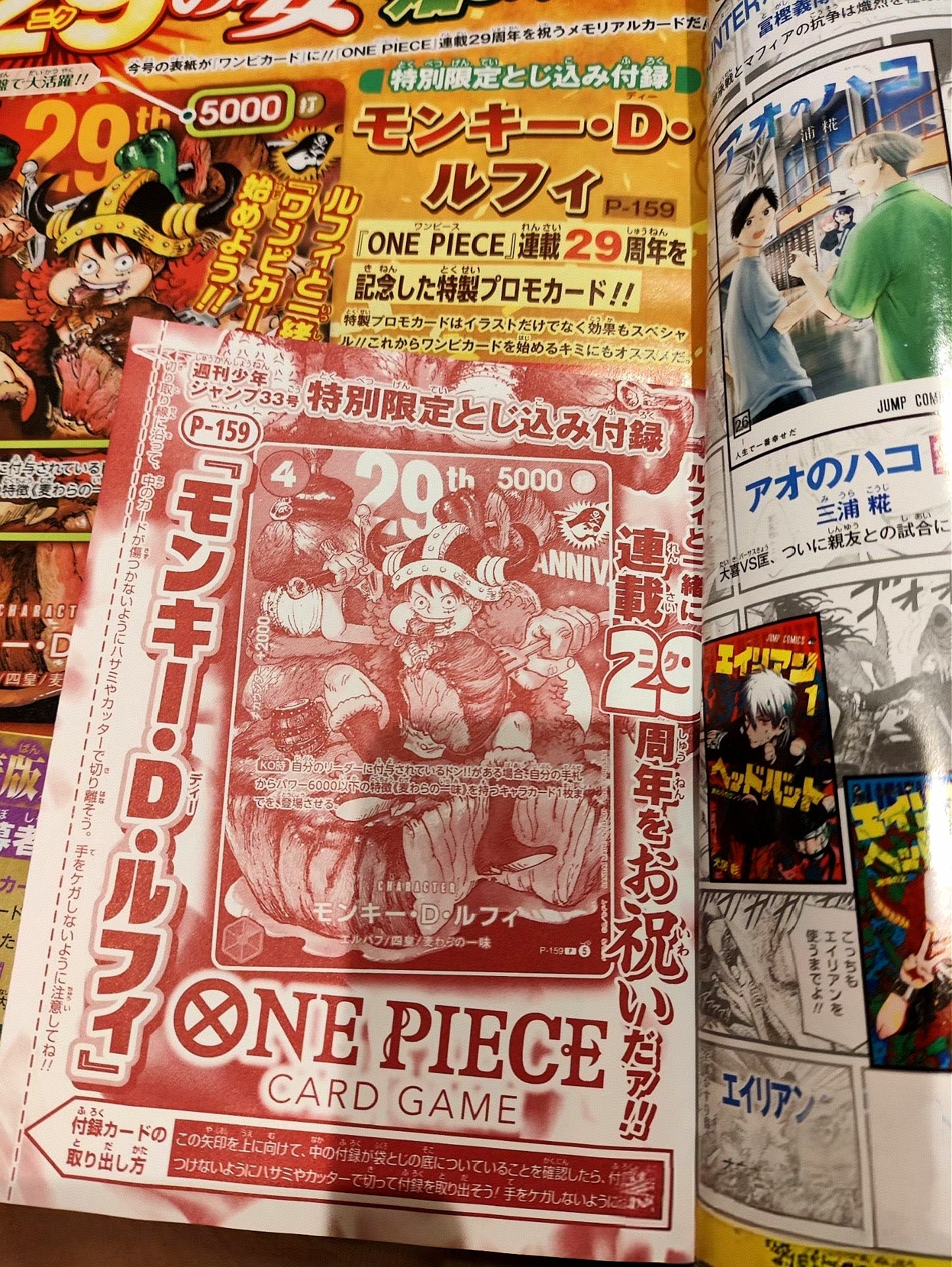 One Piece Monkey D. Luffy P-159 29th Anniversary Promo JPN